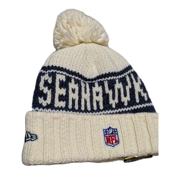 Seattle Seahawks NFL 47 Brand Knit Cap Beanie Winter Hat Pom One Size Women NwT - Picture 2 of 3